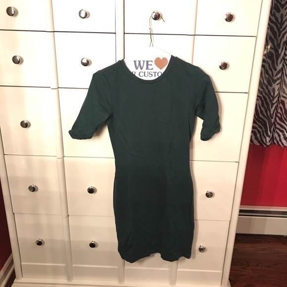 Topshop Size 6 Evergreen Fitted Short Sleeve Dress - Picture 1 of 2